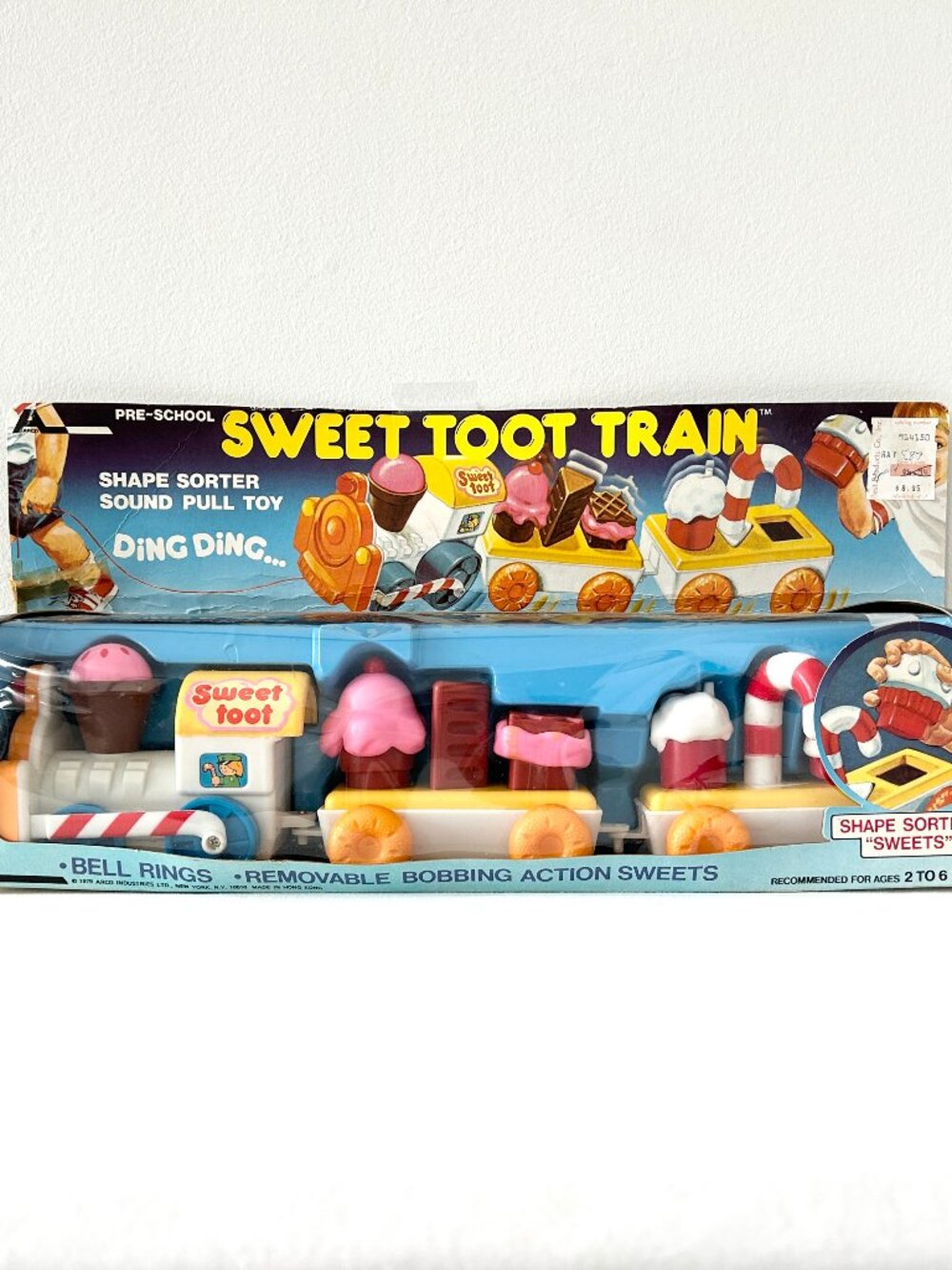 Vintage SWEET TOOT TRAIN Pull Toy Shape Sorter Sound Bobbing Actn 1979 Arco NIB
